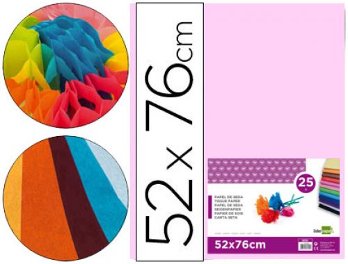 Papel seda liderpapel 52 x 76 cm 18 gr rosa embalagem de 25 folhas , Liderpapel , 22230 , 8423473222304